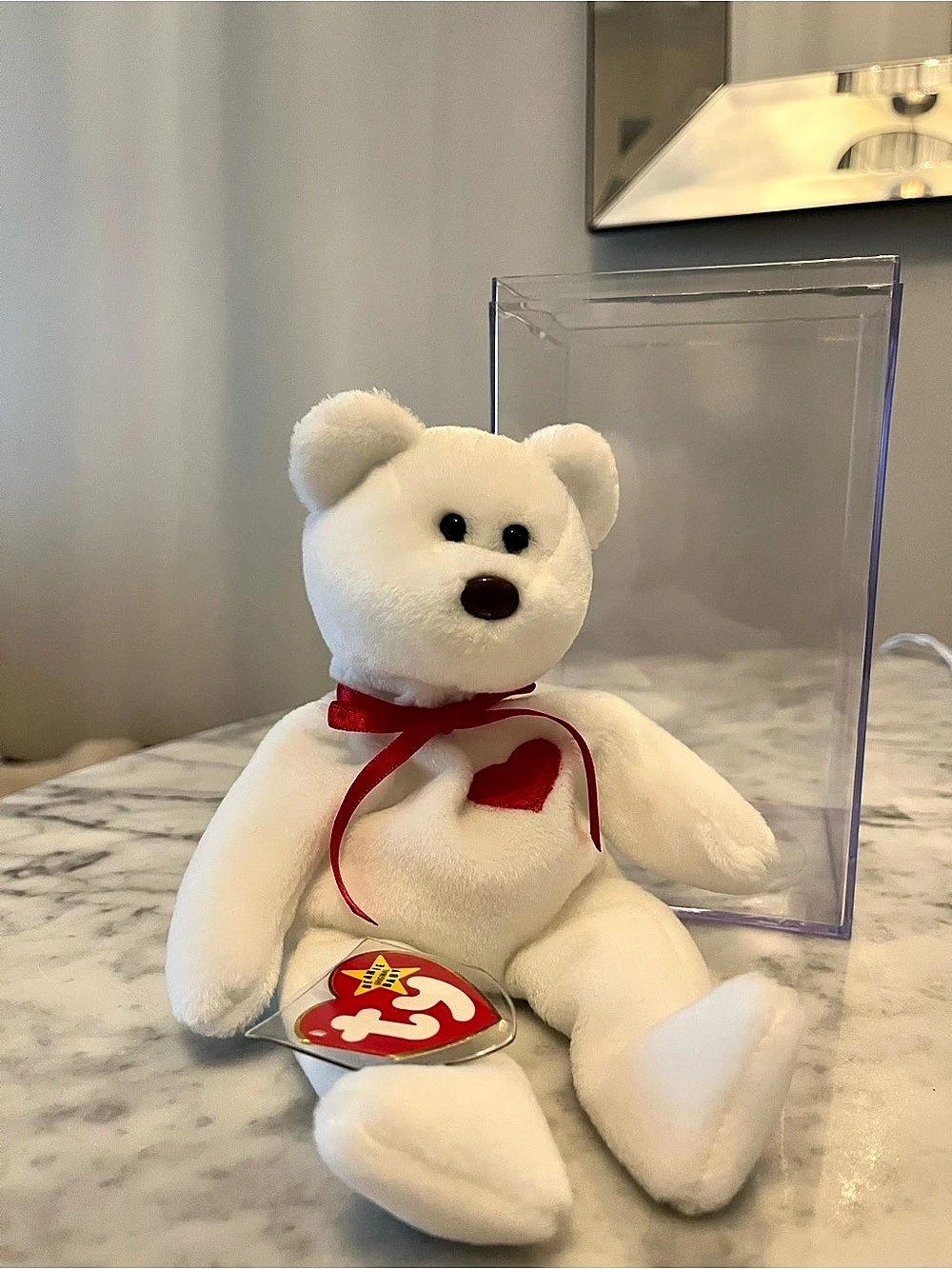 Ty Valentina the Bear White Bear Plush (case included)